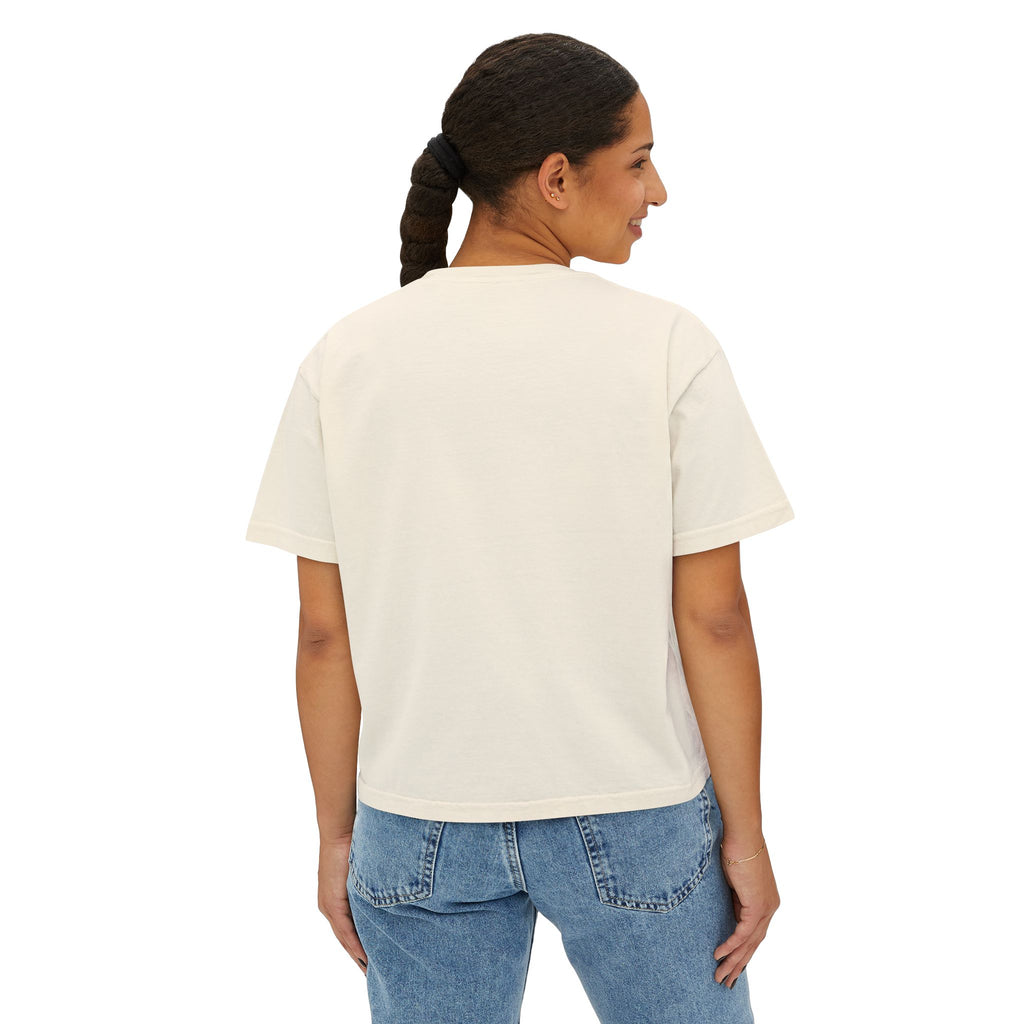 His Way Is Better Crop Tee, crop t-shirt, Ivory, back view, worn by a woman, HIS WAY IS BETTER., Isaiah 55:9 (KJV)