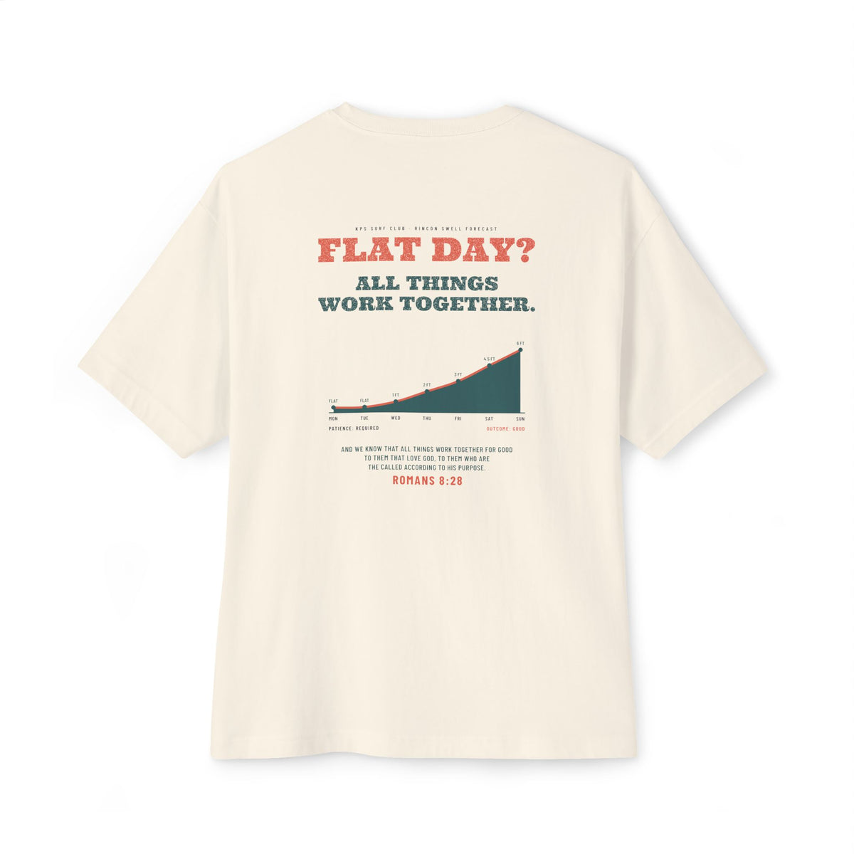 Flat Day? All Things Work Together Surf Tee, Natural, back view, FLAT DAY? ALL THINGS WORK TOGETHER. Romans 8:28 (KJV)