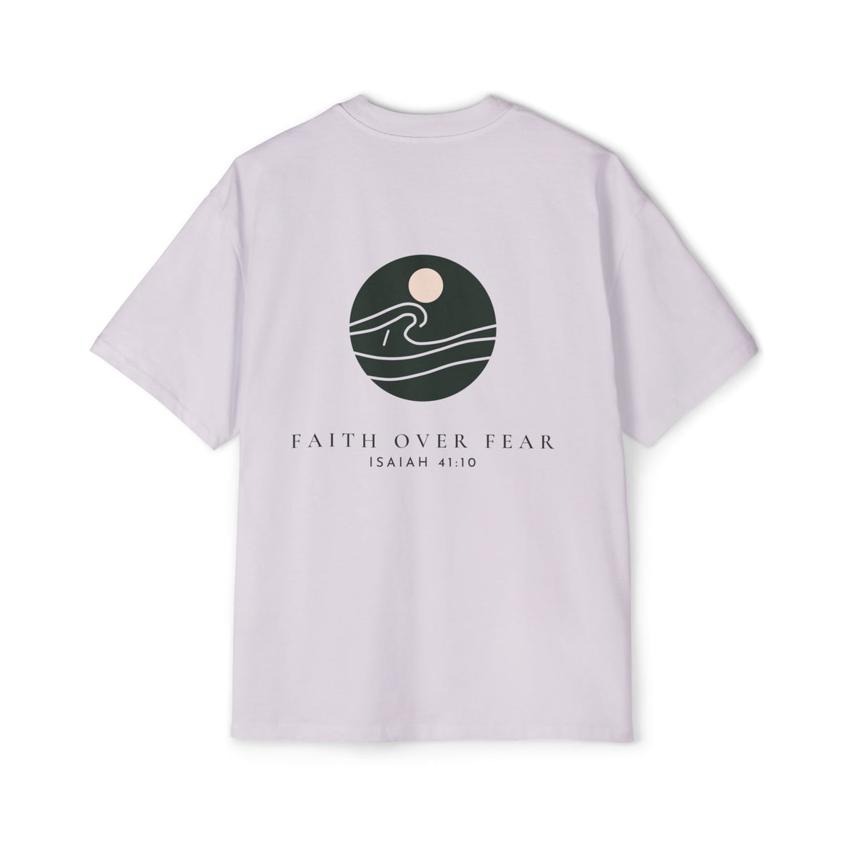Faith Over Fear Tee, t-shirt, Orchid, back view, FAITH OVER FEAR., Isaiah 41:10 (KJV)