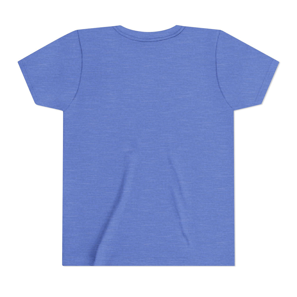 Blessed & Sandy Youth Tee, Heather Columbia Blue, back view, plain back, BLESSED & SANDY., Psalm 118:24 (KJV)