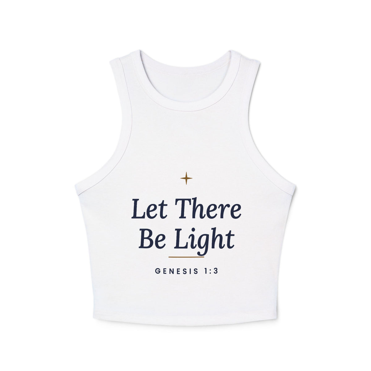 Let There Be Light Tank, racerback tank top, Solid White Blend, front view, LET THERE BE LIGHT., Genesis 1:3 (KJV)