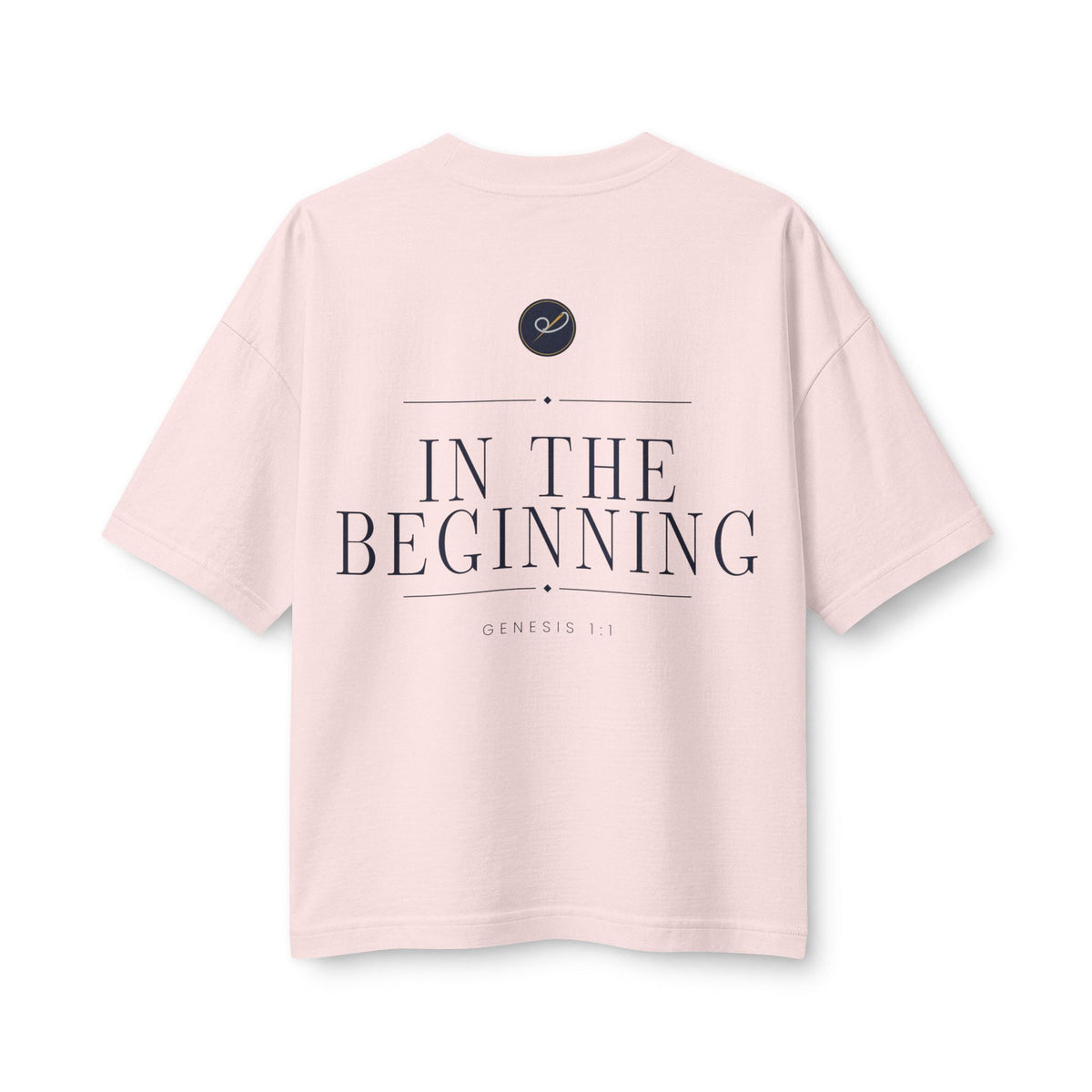 In The Beginning Women's Relaxed Tee, t-shirt, Soft Pink, back view, IN THE BEGINNING., Genesis 1:1 (KJV)