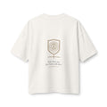 Fear Not Lion Women's Boxy Tee, Vintage White, back view, FEAR NOT., Isaiah 41:10 (KJV)