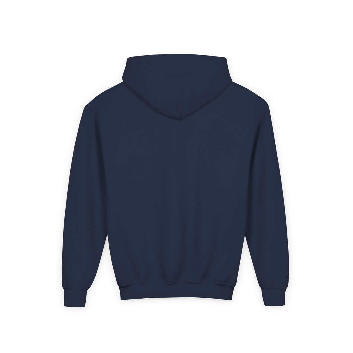 Pedal and Not Be Weary Youth Hoodie, Navy, back view, PEDAL AND NOT BE WEARY. Isaiah 40:31 (KJV)