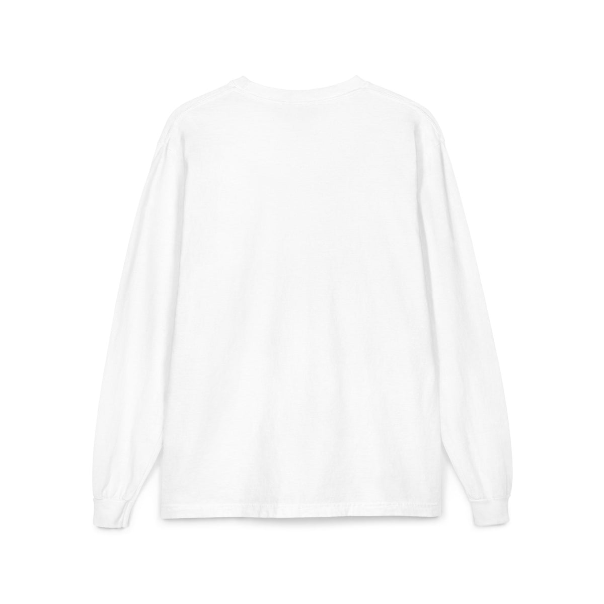 Wave Pocket Long Sleeve, long-sleeve tee, White, back view, blank, BE NOT AFRAID., Joshua 1:9 (KJV)