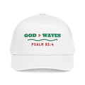 God > Waves Cap, White, front view, GOD > WAVES. Psalm 93:4 (KJV)
