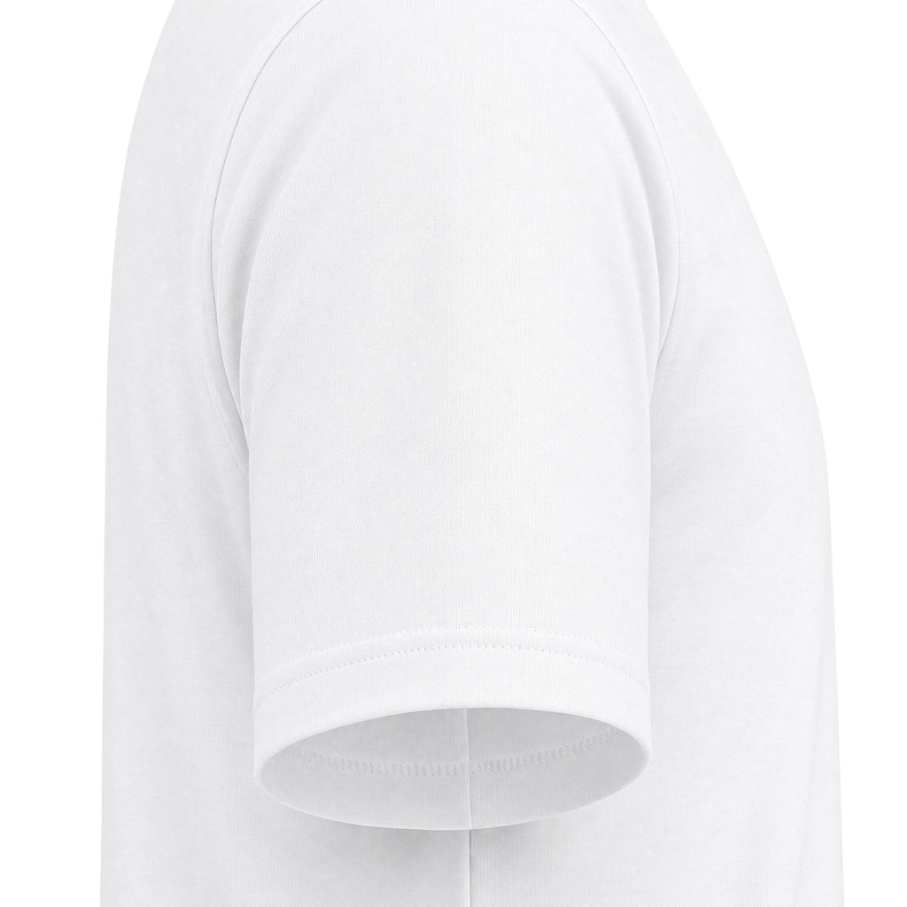 In The Beginning Women's Fitted Tee, women's fitted t-shirt, White, sleeve close-up