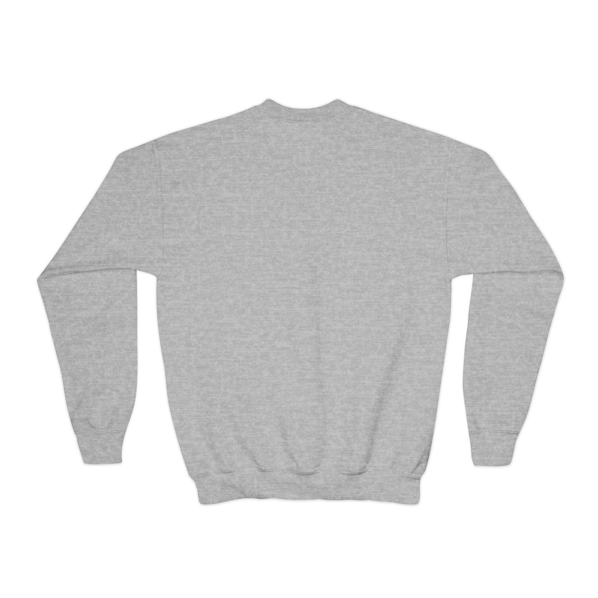 Ay Bendito, Pero Con Fe Youth Crewneck, youth crewneck sweatshirt, Sport Grey, back view, plain, AY BENDITO, PERO CON FE., Isaiah 41:10 (KJV)
