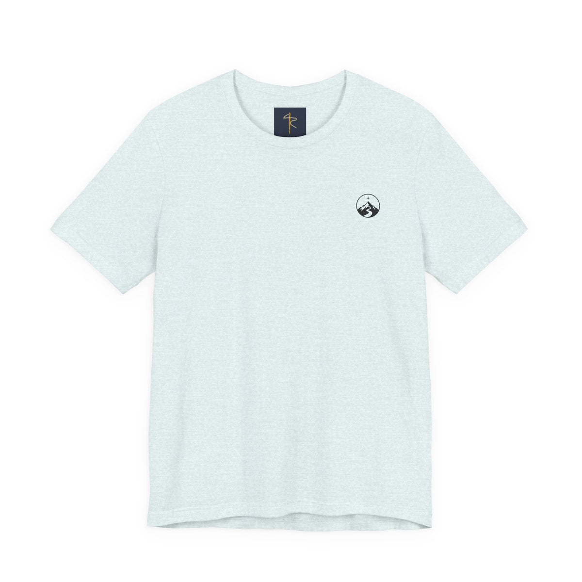 Mountain Trail Tee, t-shirt, Heather Ice Blue, front view, HE GUIDES MY TRAIL., Psalm 32:8 (KJV)