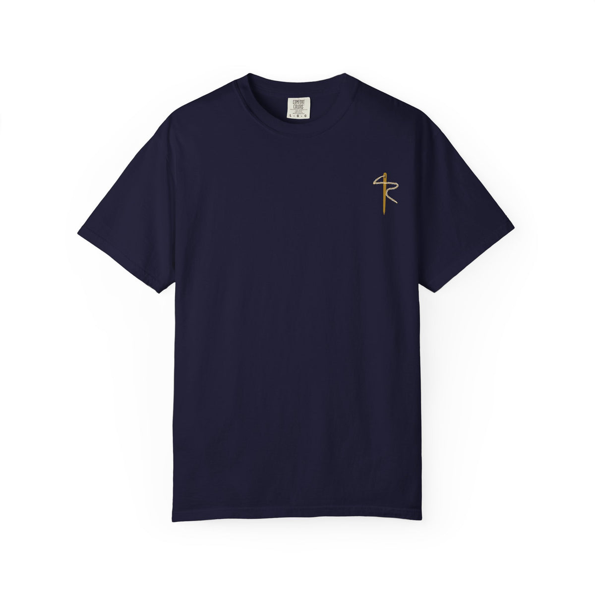 KPS Surf Club Anchor Tee, True Navy, front view, KPS SURF CLUB. Hebrews 6:19 (KJV)