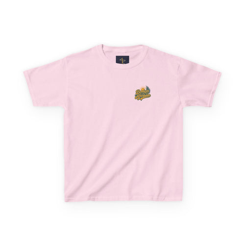 Bendecío y Afortunao Kids Tee, kids' t-shirt, Light Pink, front view, BENDECÍO Y AFORTUNAO., Numbers 6:24 (KJV)