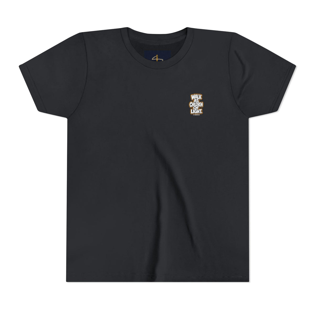 Children of Light Youth Tee, kids' t-shirt, Vintage Black, front view, WALK AS CHILDREN OF LIGHT., Ephesians 5:8 (KJV)