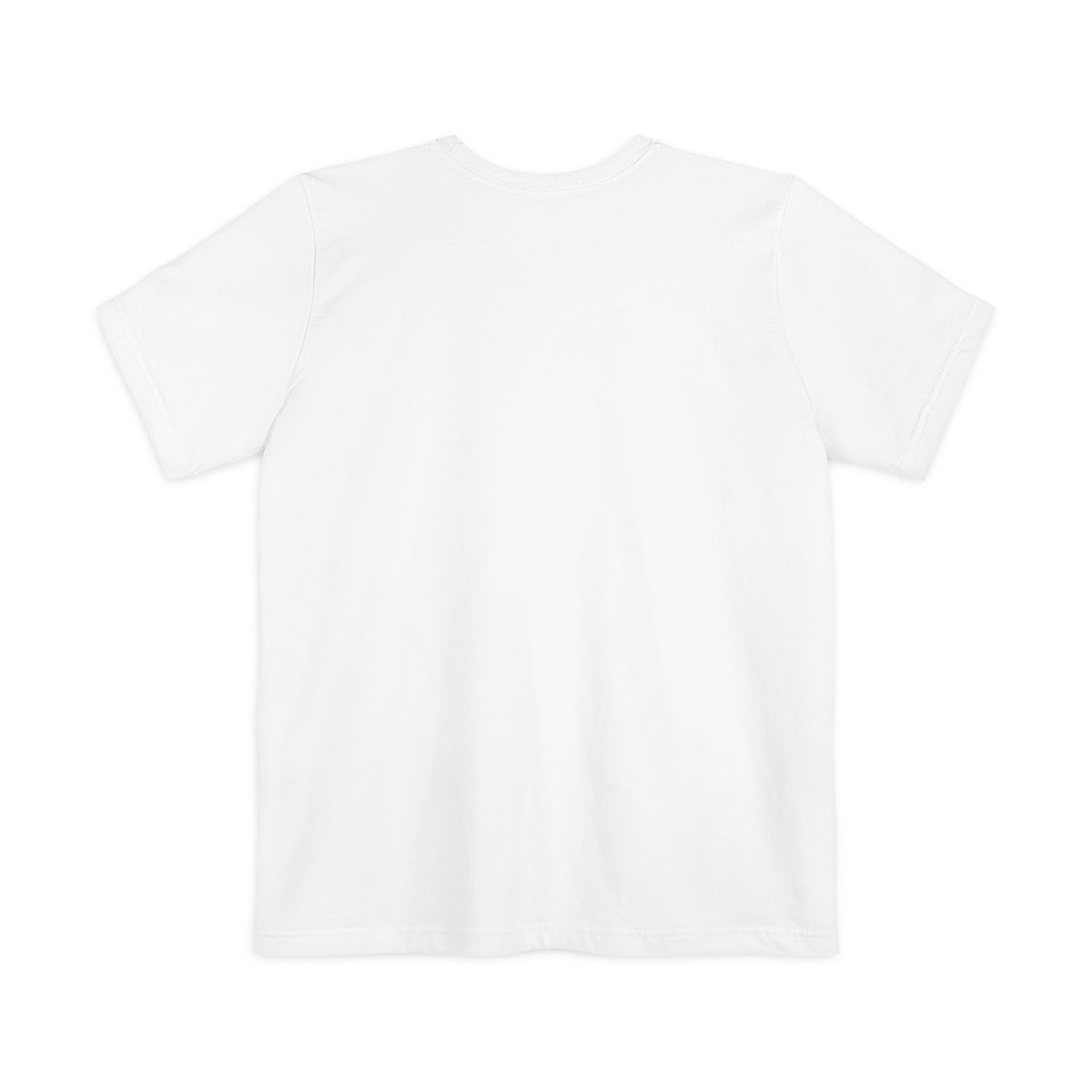 Earth and Moon Pocket Tee, t-shirt, White, back view, blank, THE HEAVENS DECLARE., Psalm 19:1 (KJV)