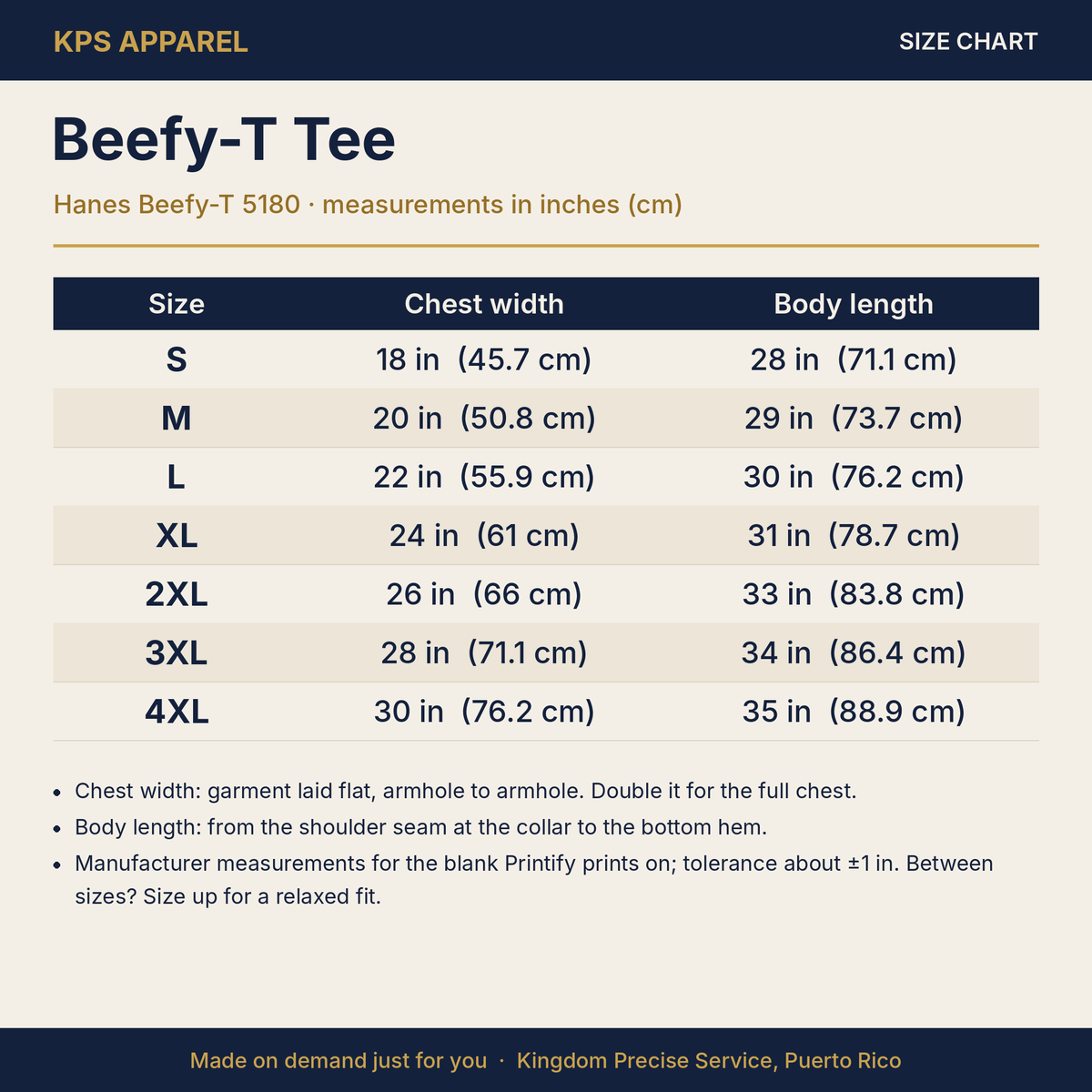 Headwind Worketh Patience Cycling Tee, size chart with measurements