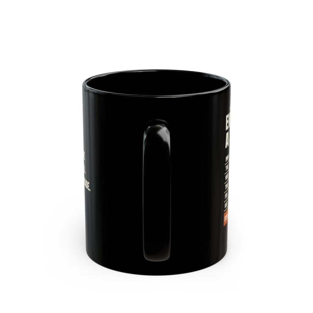 Rest Day Training Log Black Mug, black 11 oz, handle view, EVEN GOD TOOK A REST DAY. Genesis 2:2 (KJV)